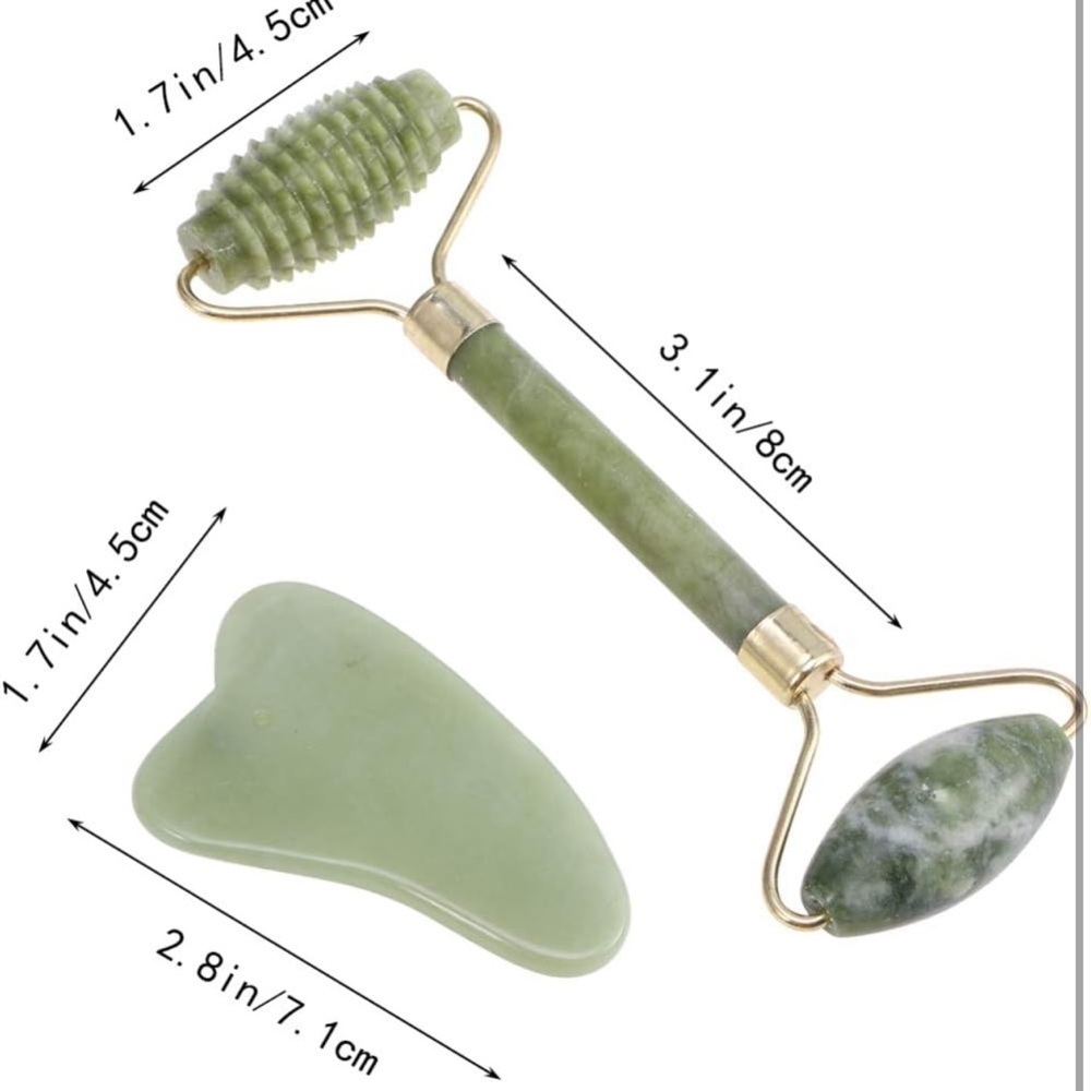 3pc Carved Jade Facial Roller Ball Set AND Jade Gua Sha Massage Set, Bea…​​​ - Picture 2 of 9